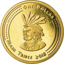 Moneta, USA, Dollar, 2018, U.S. Mint, Miami Tribes, MS(63), Mosiądz