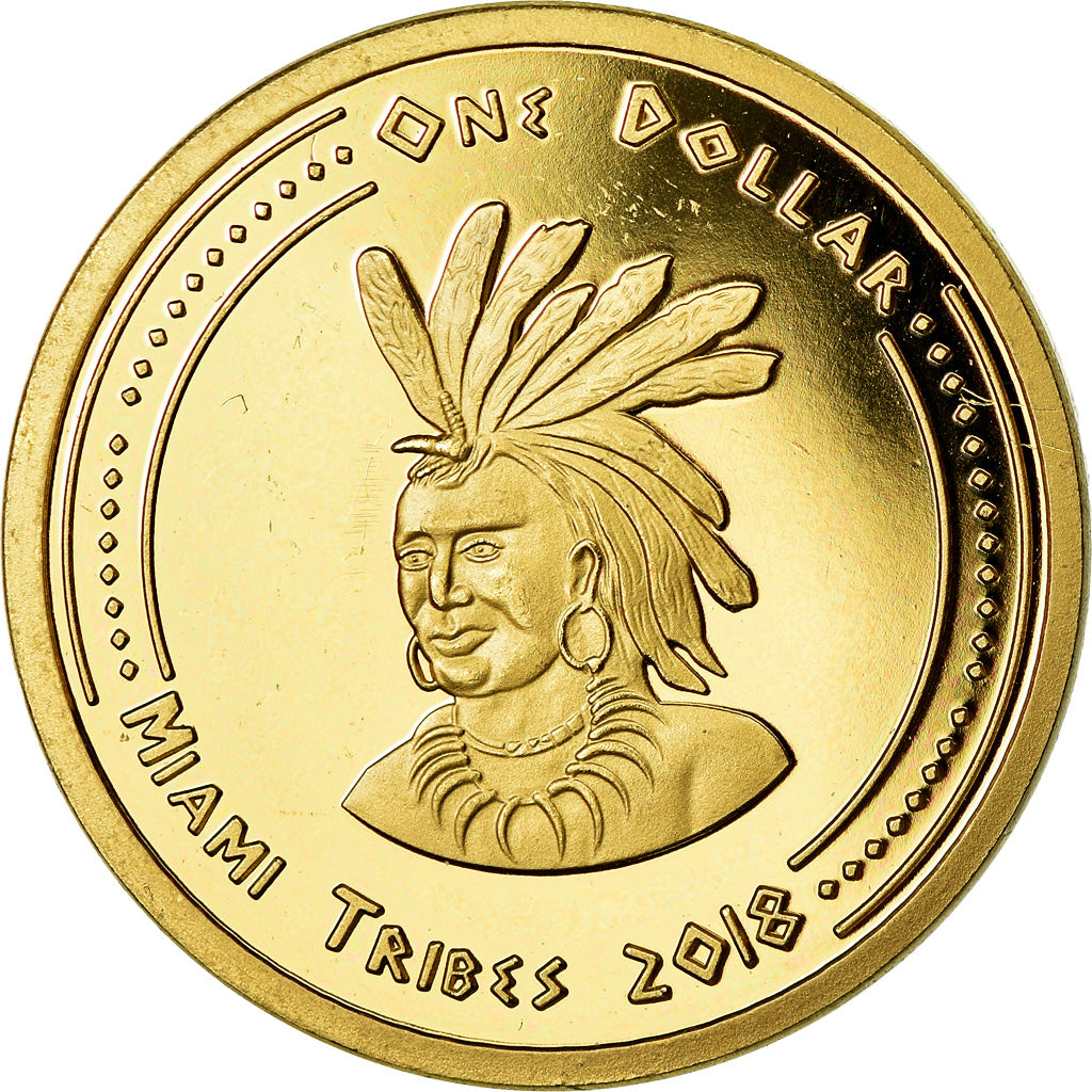 Coin, United States, Dollar, 2018, U.S. Mint, Miami Tribes, MS(63), Brass