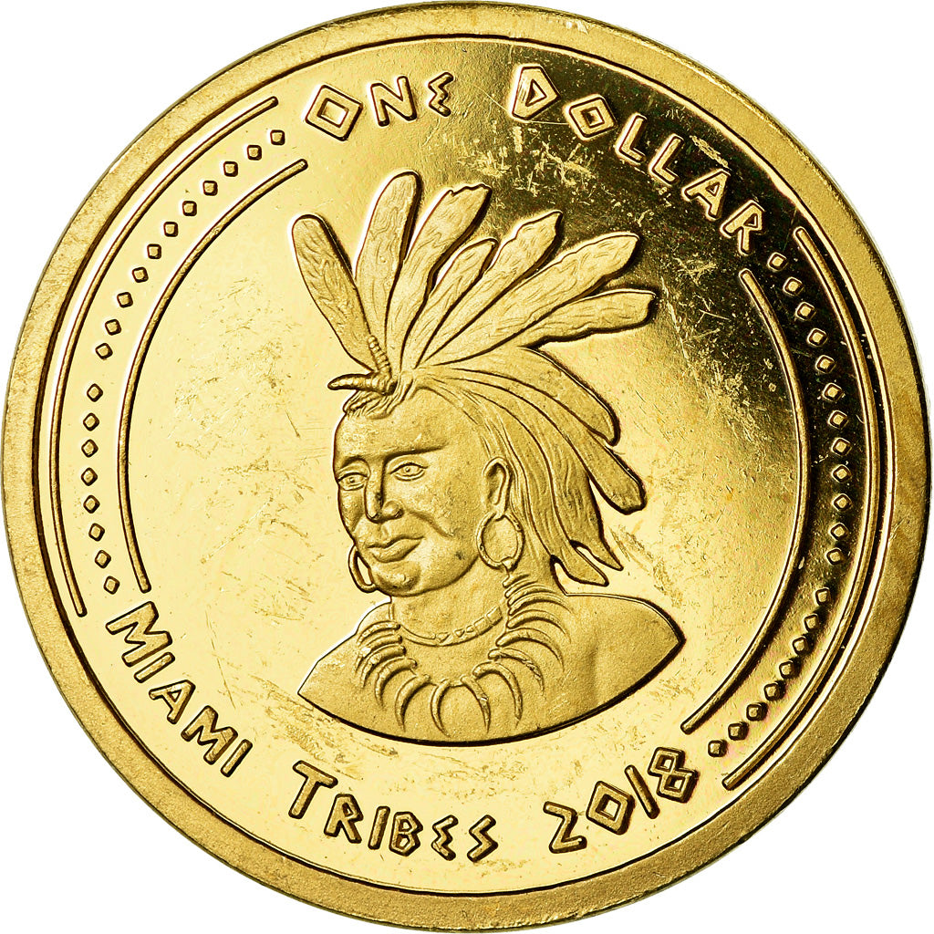 Moneda, Estados Unidos, Dollar, 2018, U.S. Mint, Miami Tribes, SC, Latón