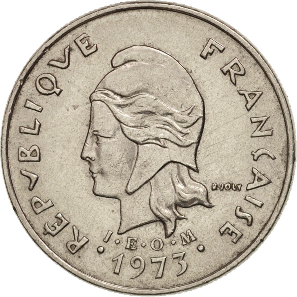 New Hebrides, 10 Francs, 1973, Paris, AU(50-53), Nickel, KM:2.2