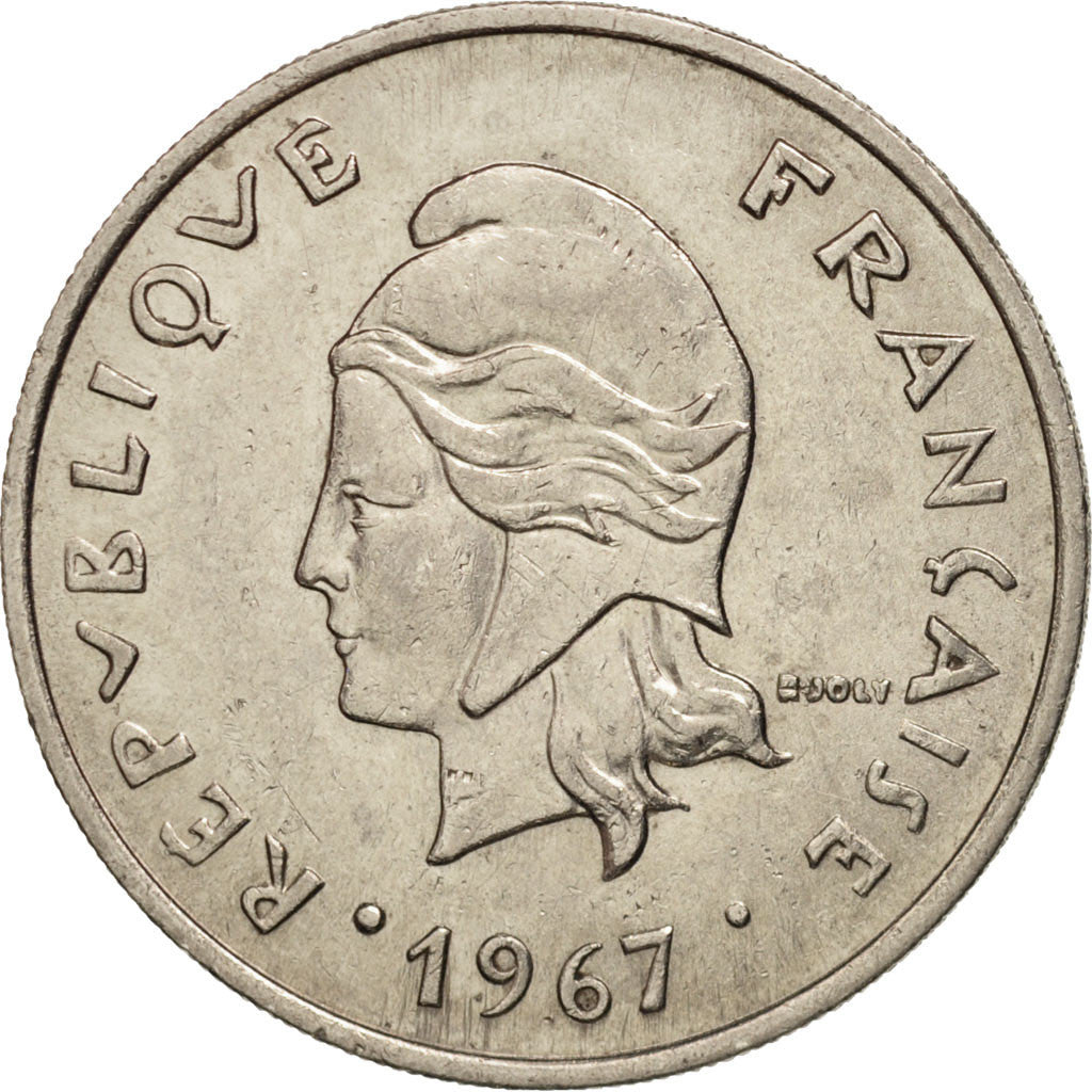 New Hebrides, 20 Francs, 1967, Paris, AU(50-53), Nickel, KM:3.1