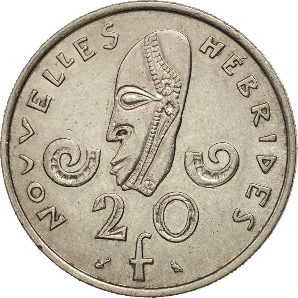 New Hebrides, 20 Francs, 1967, Paris, AU(50-53), Nickel, KM:3.1