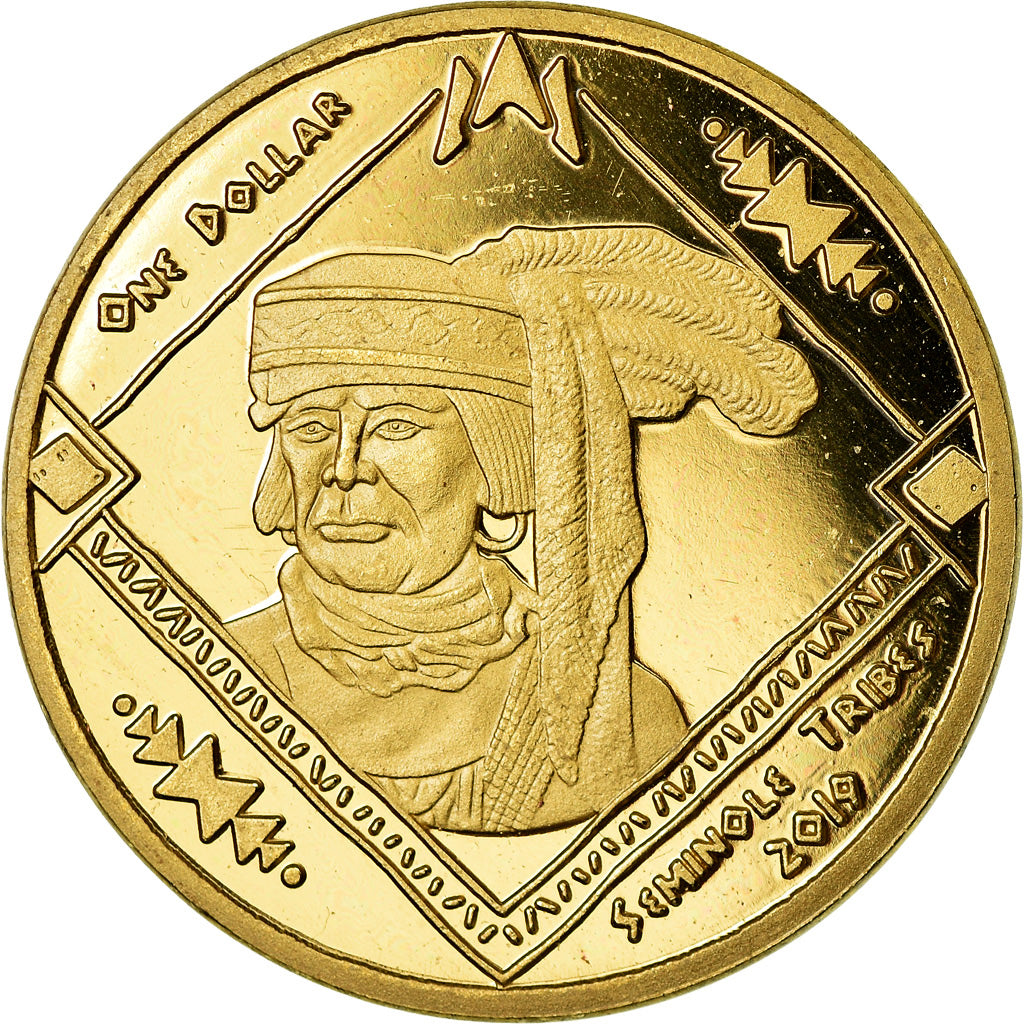 Monnaie, États-Unis, Dollar, 2019, U.S. Mint, Tribu Séminole, SPL, Laiton