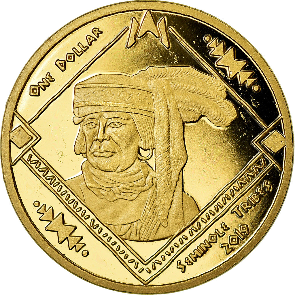 Coin, United States, Dollar, 2019, U.S. Mint, Tribu Séminole, MS(63), Brass