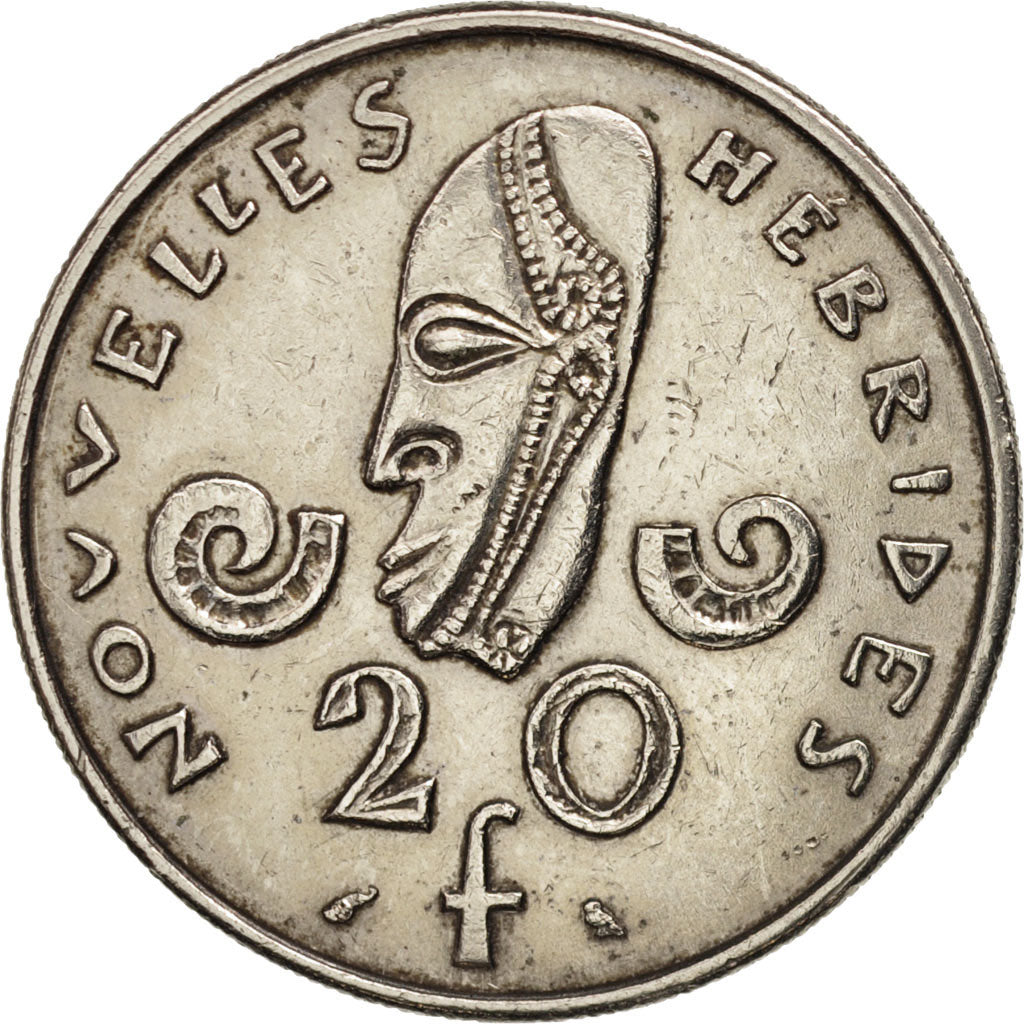 New Hebrides, 20 Francs, 1970, Paris, AU(50-53), Nickel, KM:3.1