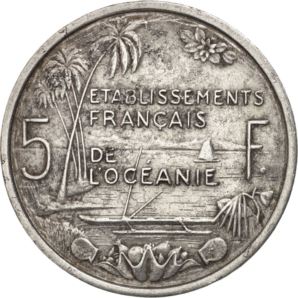 FRENCH OCEANIA, 5 Francs, 1952, EF(40-45), Aluminum, KM:4