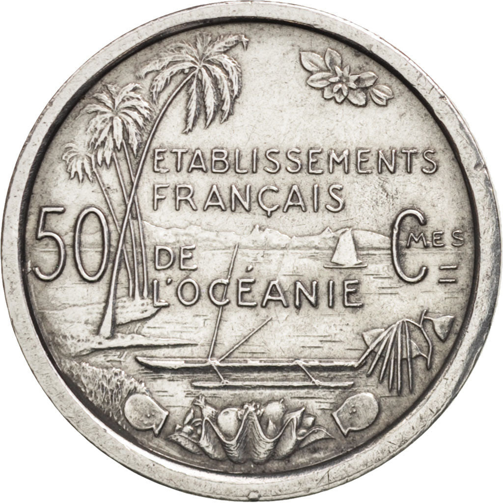 FRENCH OCEANIA, 50 Centimes, 1949, TTB+, Aluminum, KM:1