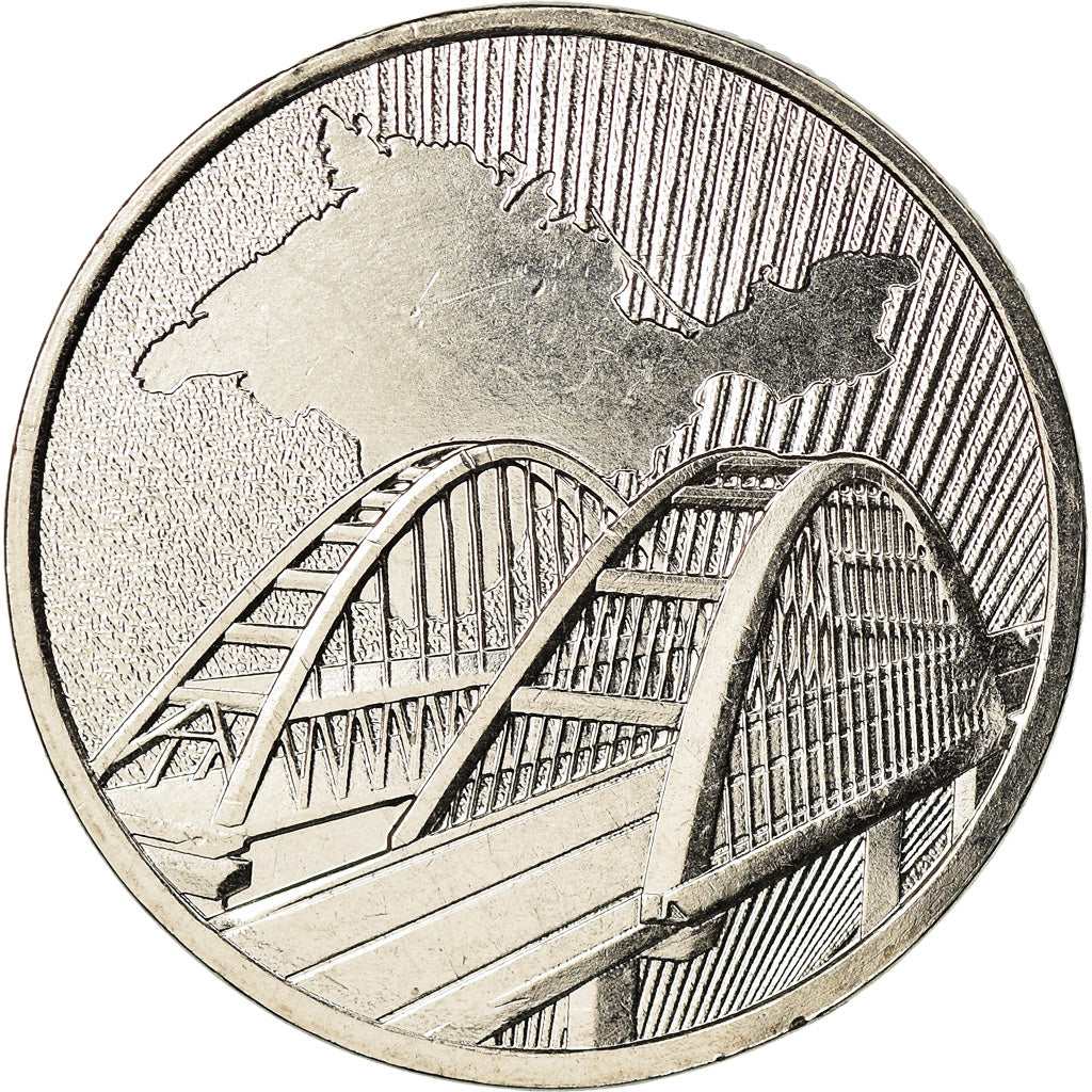 Coin, Russia, 5 Roubles, 2019, Saint-Petersburg, Réunification de la Crimée
