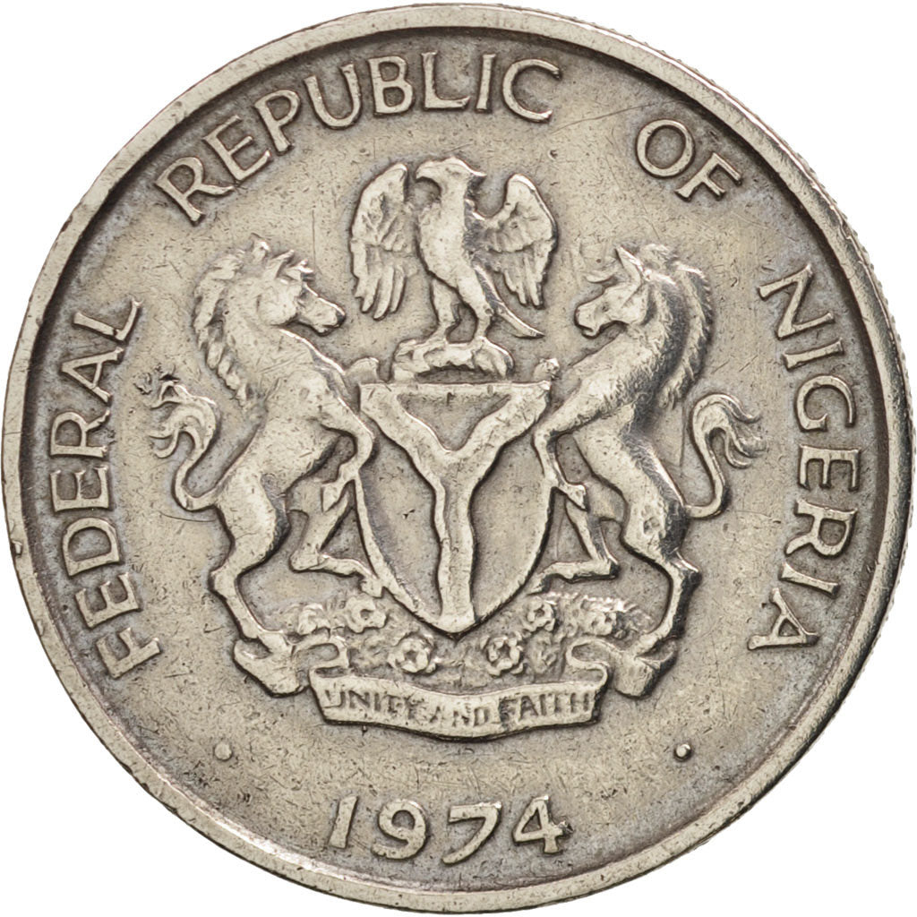 Nigeria, Elizabeth II, 5 Kobo, 1974, AU(50-53), Copper-nickel, KM:9.1