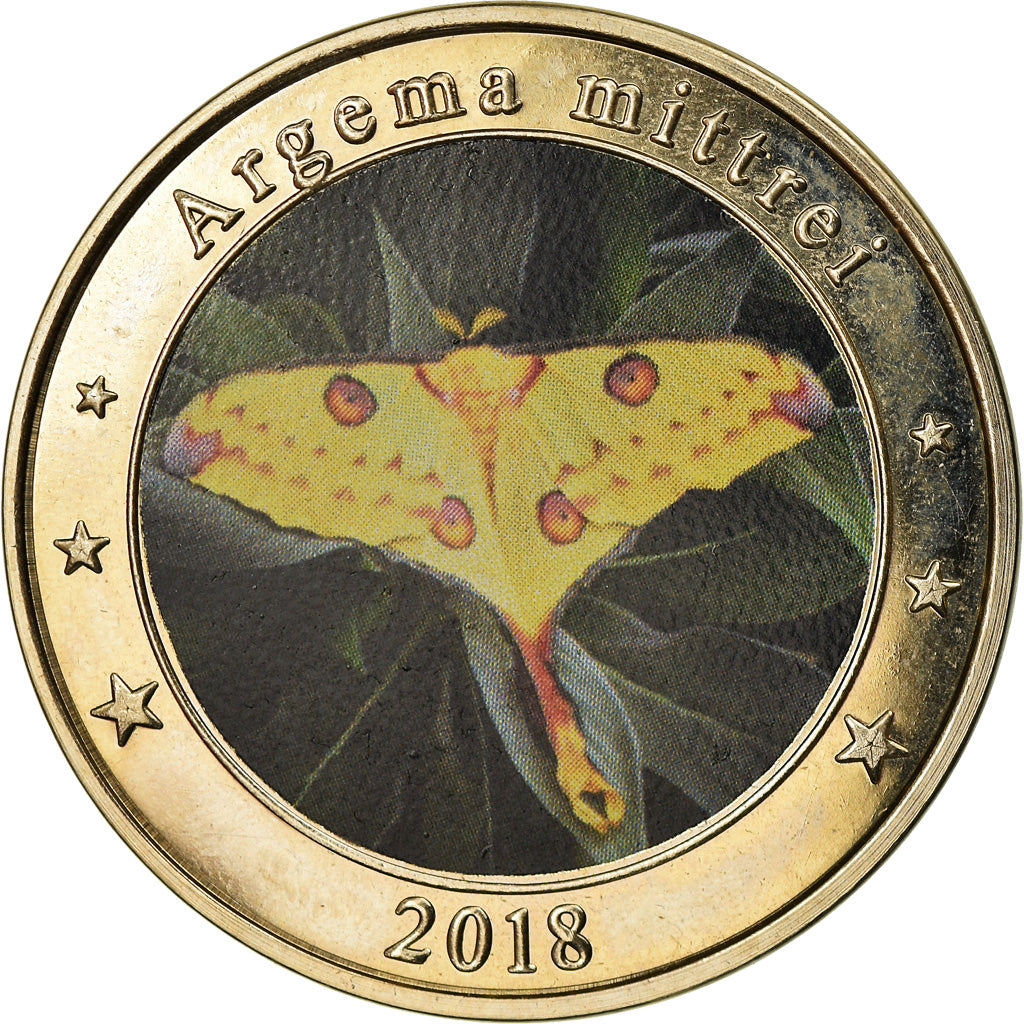 Coin, Indonesia, 500 Rupiah, 2018, Papillons - Argema mittrei, MS(63), Brass
