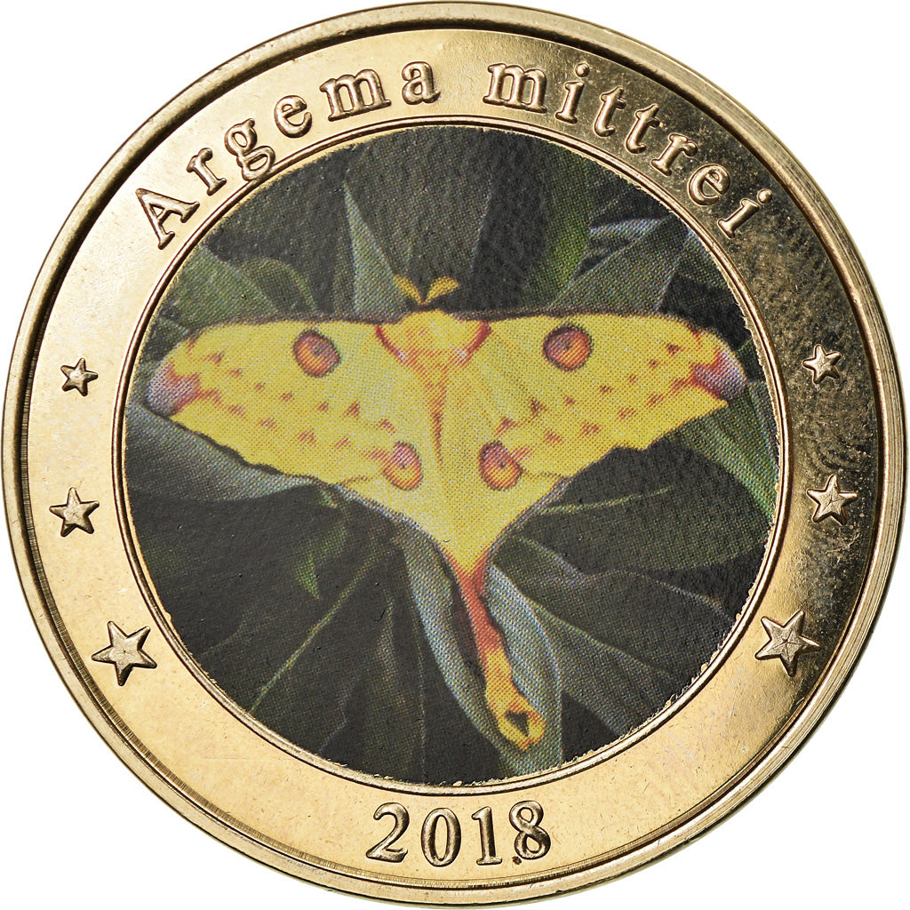 Coin, Indonesia, 500 Rupiah, 2018, Papillons - Argema mittrei, MS(63), Brass