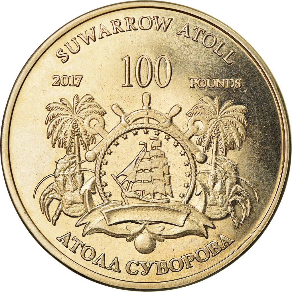 Moneta, Isole Cook, 100 Pounds, 2017, Franklin Mint, Suwarrow -Bataille de