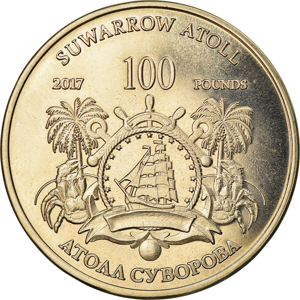 Coin, Cook Islands, 100 Pounds, 2017, Franklin Mint, Suwarrow - Bataille de