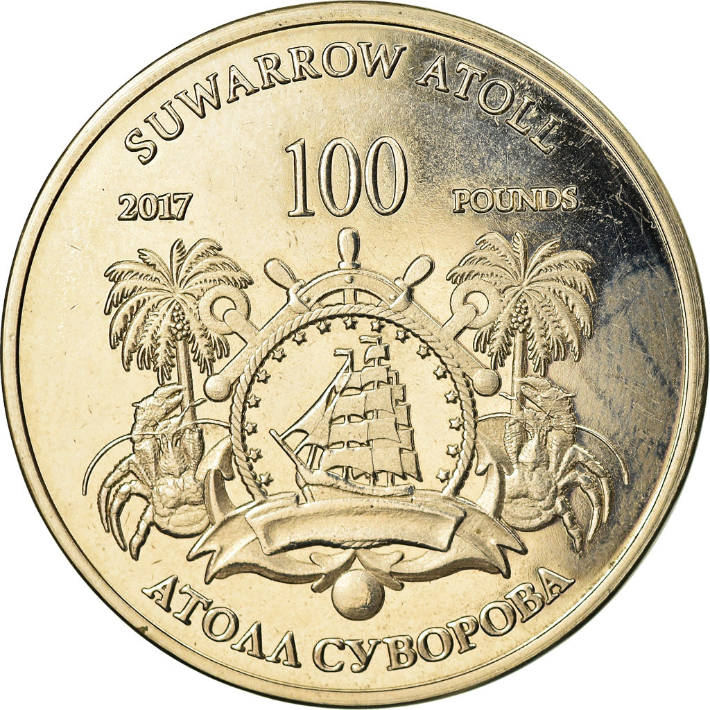 Moneta, Isole Cook, 100 Pounds, 2017, Franklin Mint, Suwarrow - Bataille de