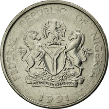 Moneda, Nigeria, Elizabeth II, Naira, 1991, MBC+, Níquel chapado en acero