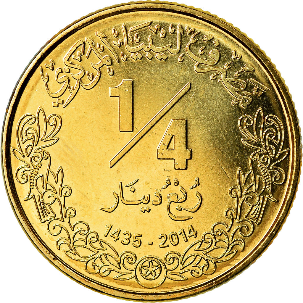 Monnaie, Libya, 1/4 Dinar, 2014, SPL, Goldine