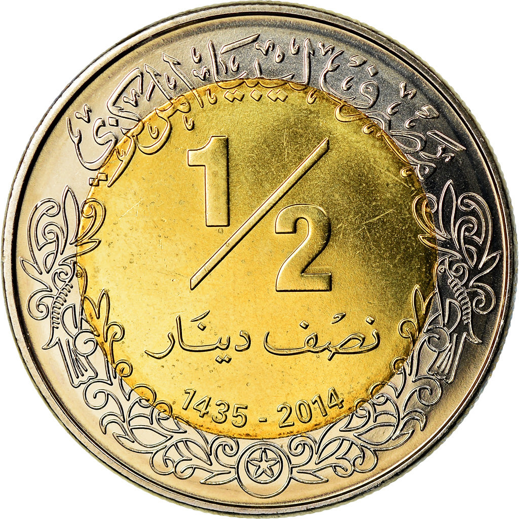 Coin, Libya, 1/2 Dinar, 2014, MS(63), Bi-Metallic