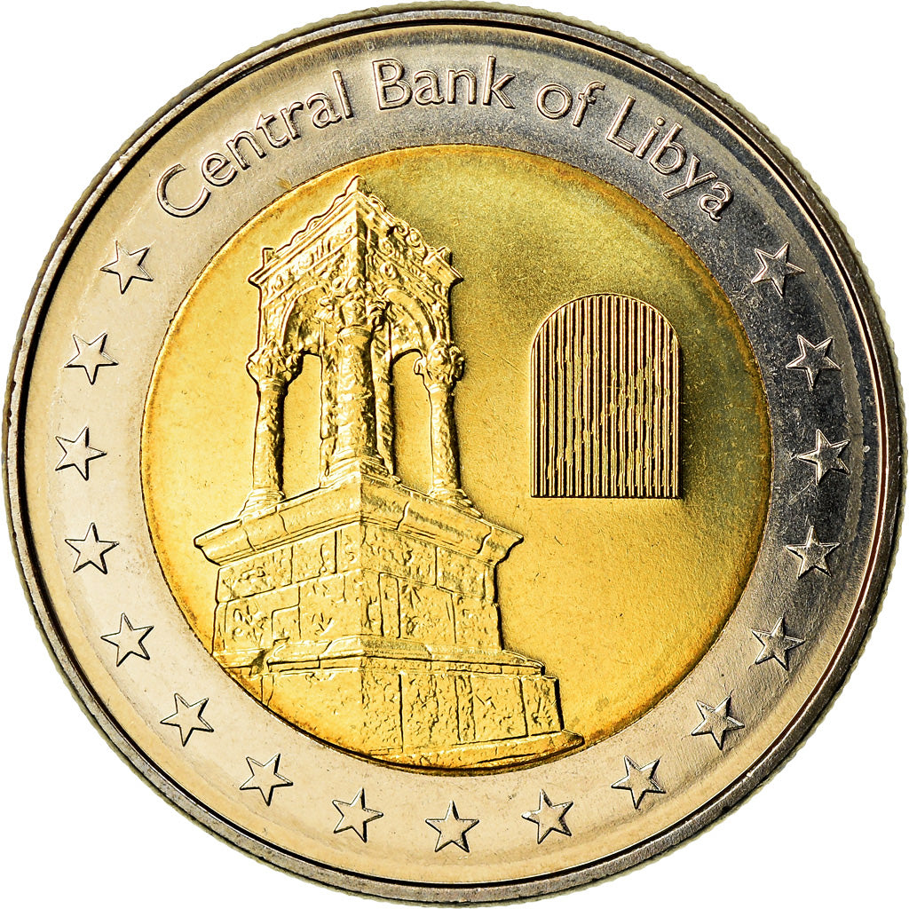 Moneta, Libia, 1/2 Dinar, 2014, MS(63), Bimetaliczny