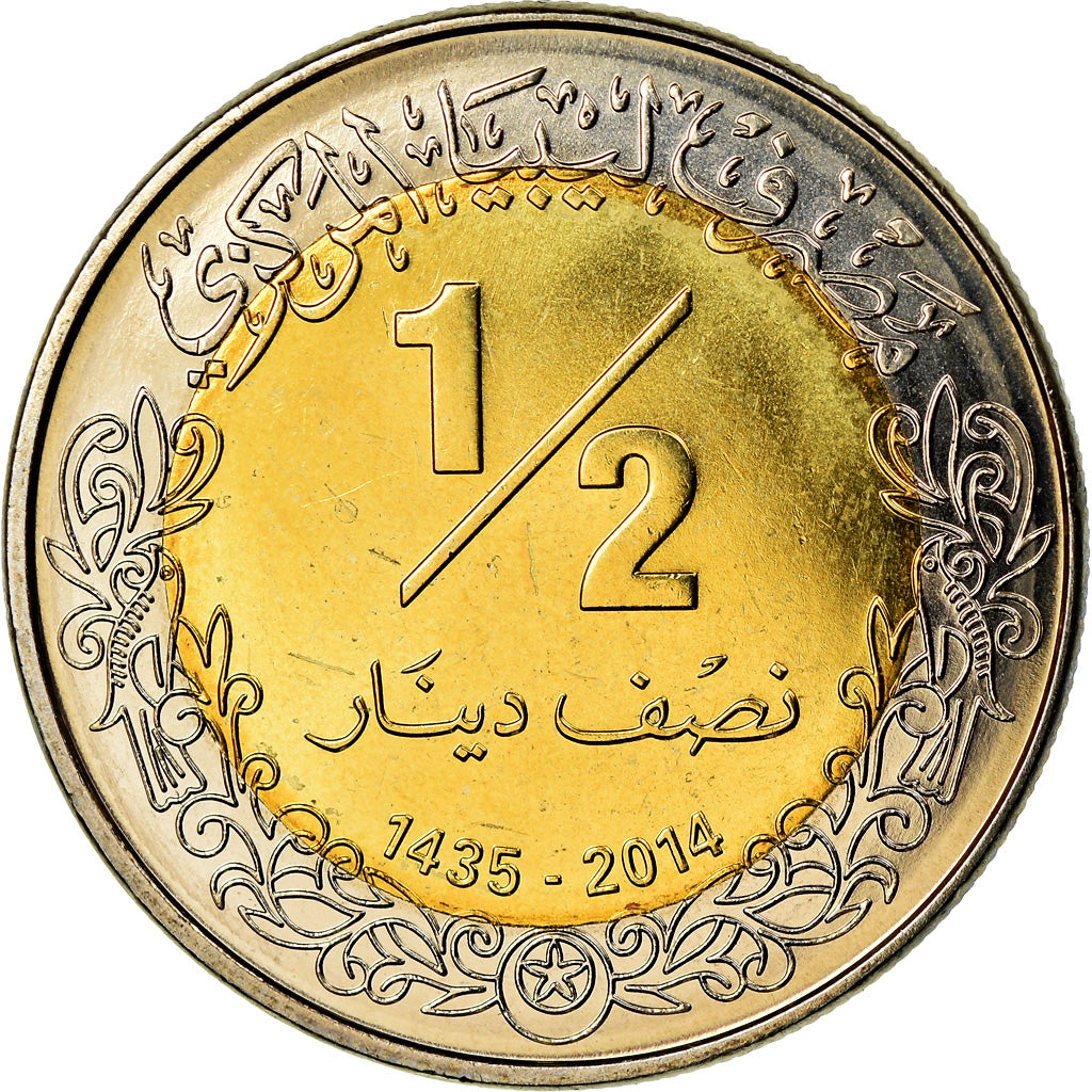 Monnaie, Libya, 1/2 Dinar, 2014, SPL, Bi-Metallic