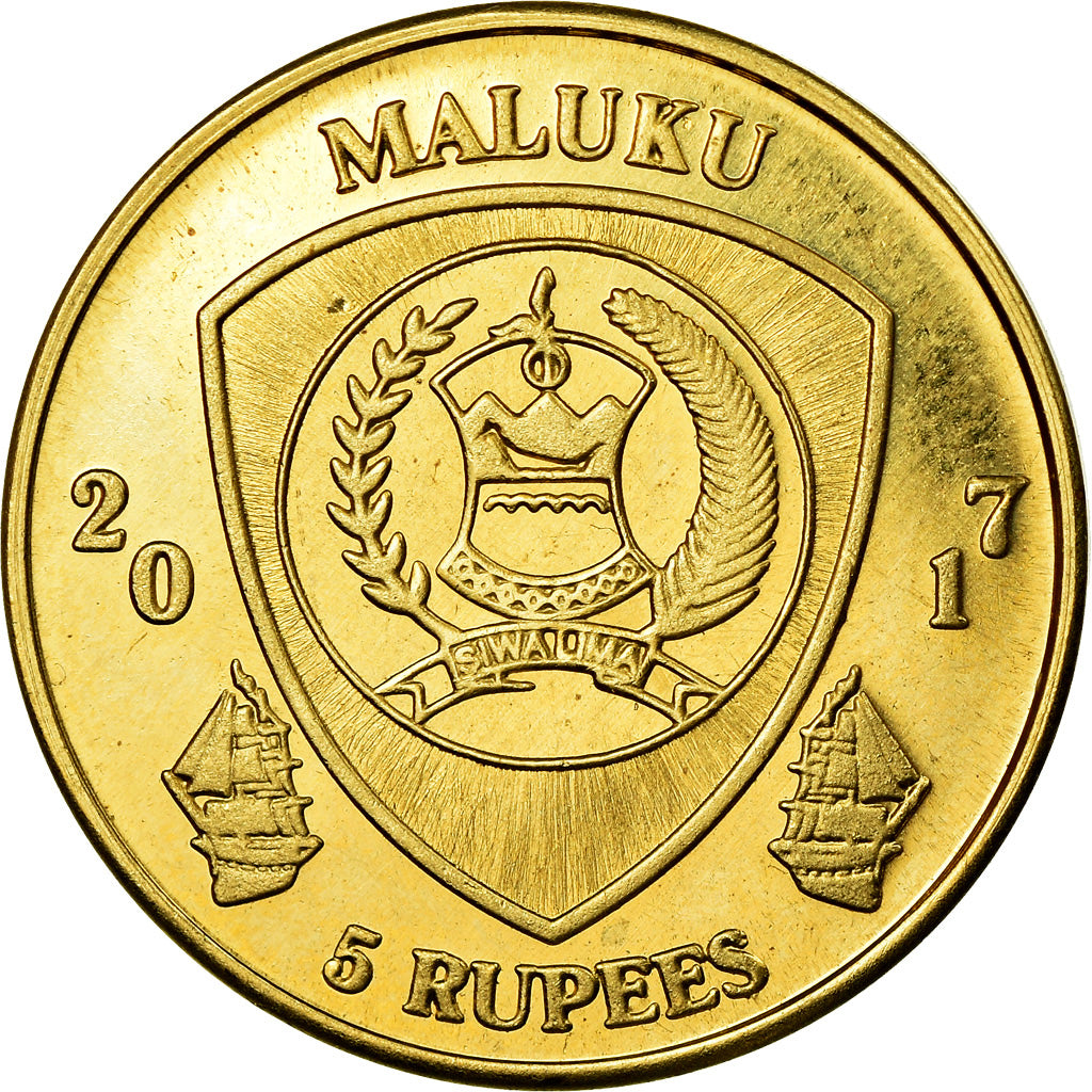 Moeda, República Democrática do Congo, 5 Rupees, 2017, Maluku - Heniochus