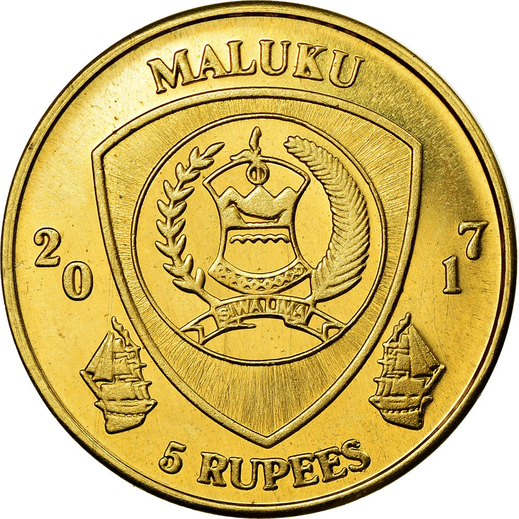 Coin, Congo Democratic Republic, 5 Rupees, 2017, Maluku - Heniochus acuminatus