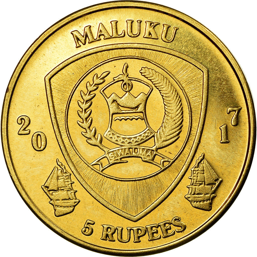 Coin, Congo Democratic Republic, 5 Rupees, 2017, Maluku - Heniochus acuminatus