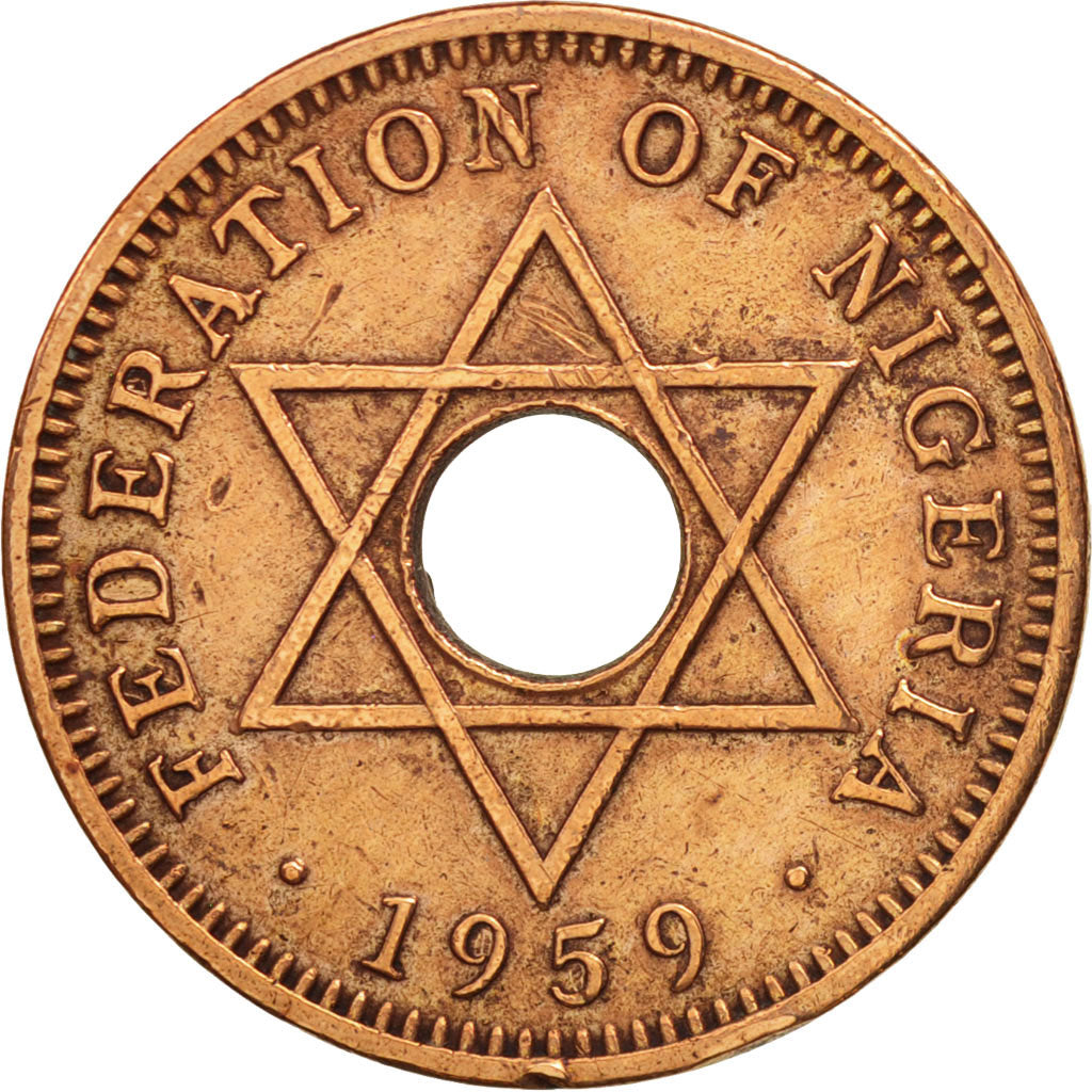 Nigeria, Elizabeth II, 1/2 Penny, 1959, EF(40-45), Bronze, KM:1