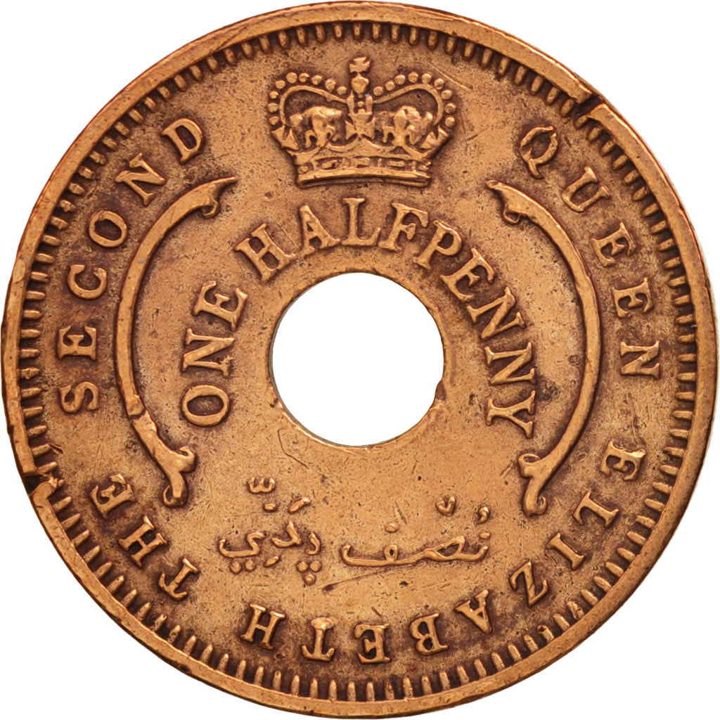 Nigeria, Elizabeth II, 1/2 Penny, 1959, EF(40-45), Bronze, KM:1