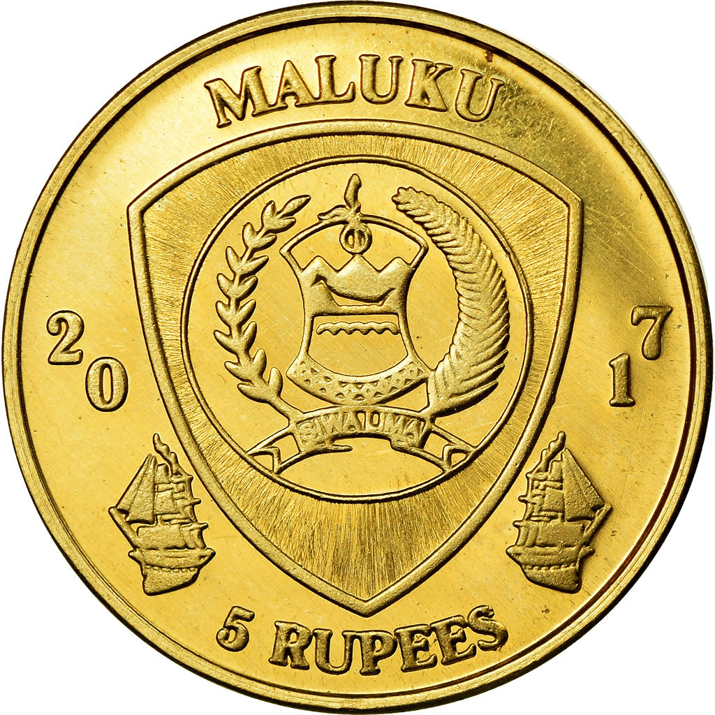 Moneta, Repubblica Democratica del Congo, 5 Rupees, 2017, Maluku - Pomacanthus