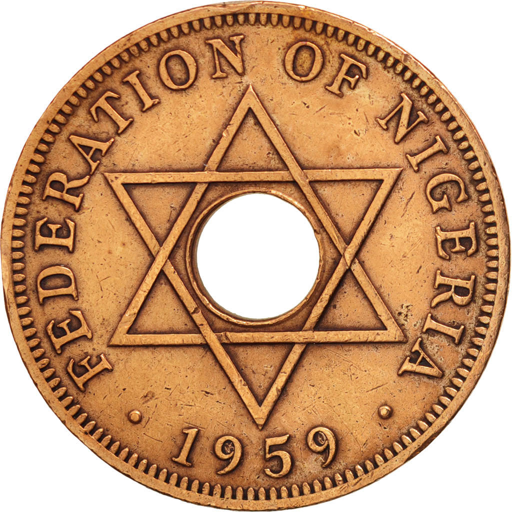 Nigeria, Elizabeth II, Penny, 1959, EF(40-45), Bronze, KM:2