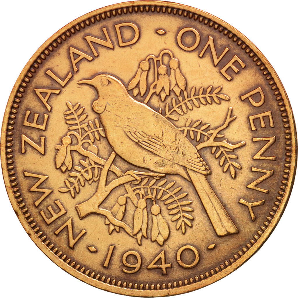 New Zealand, George VI, Penny, 1940, AU(50-53), Bronze, KM:13