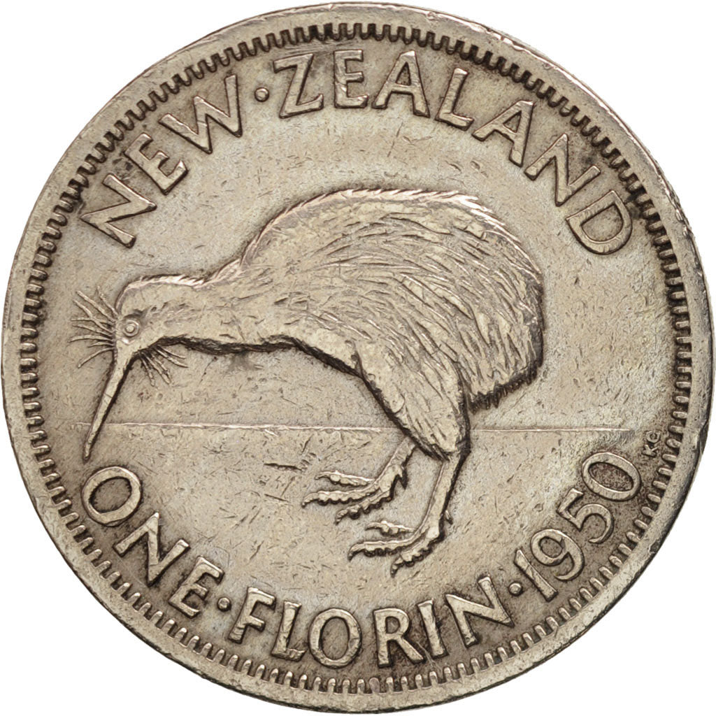 Neuseeland, George VI, Florin, 1950, AU(50-53), Copper-nickel, KM:18