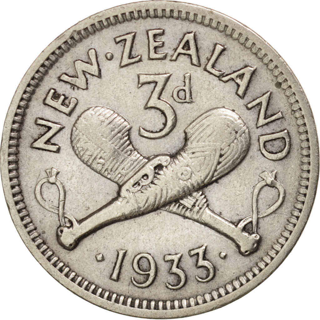 New Zealand, George V, 3 Pence, 1933, VF(30-35), Silver, KM:1