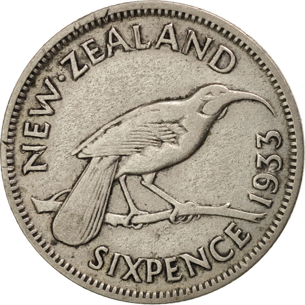 New Zealand, George V, 6 Pence, 1933, VF(30-35), Silver, KM:2