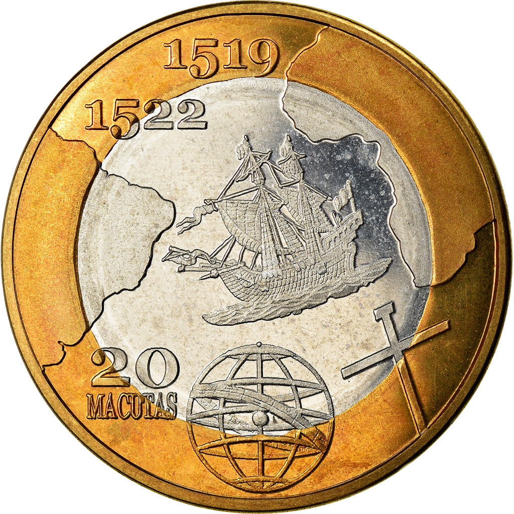 Coin, CABINDA, 20 Macutas, 2019, Fernand de Magellan, MS(63), Bi-Metallic