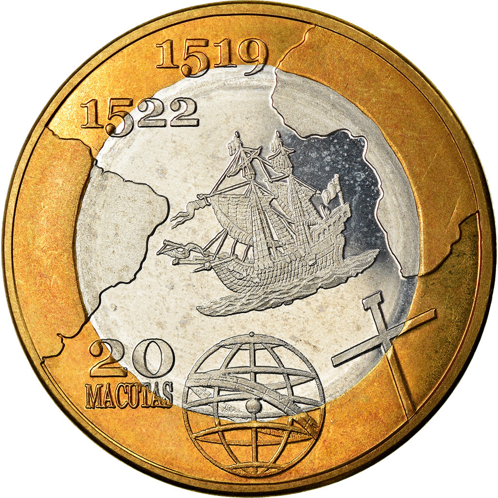 Coin, CABINDA, 20 Macutas, 2019, Fernand de Magellan, MS(63), Bi-Metallic