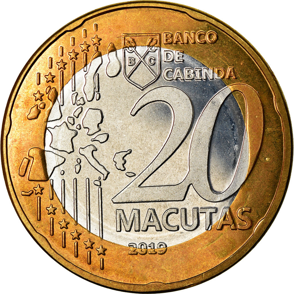 Coin, CABINDA, 20 Macutas, 2019, 20ème anniversaire de l'Euro, MS(63)