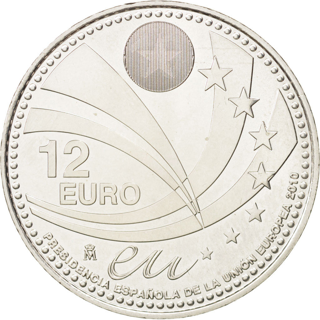 Spain, Juan Carlos I, 12 Euro, 2010, Madrid, MS(64), Silver, KM:1172