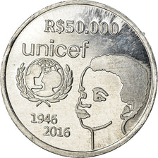 Coin, CABINDA, 50000 reais, 2016, Unicef, MS(63), Aluminum