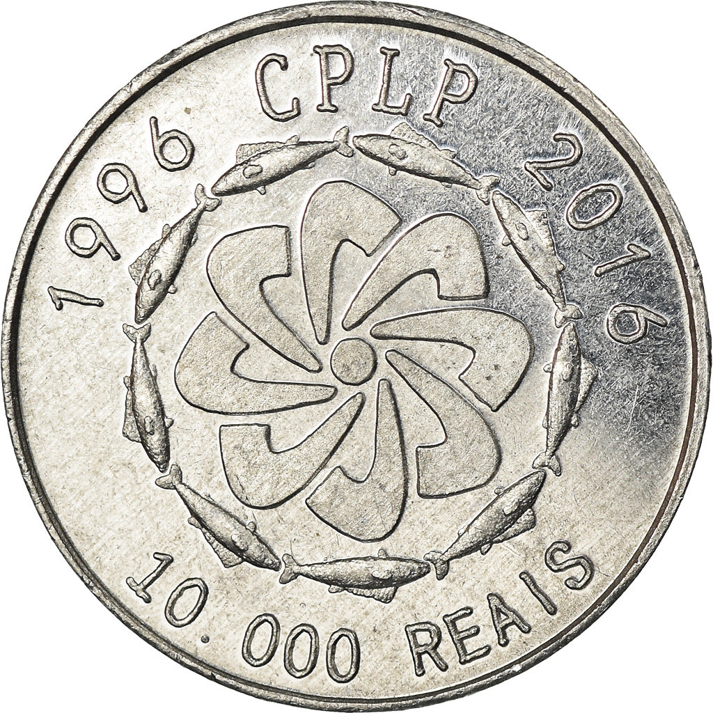 Coin, CABINDA, 10000 reais, 2016, CPLP, MS(63), Aluminum