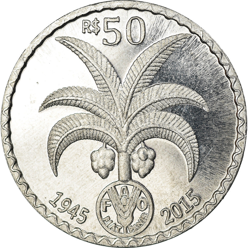 Moneta, CABINDA, 50 Reais, 2015, 70ème anniversaire du FAO, SPL, Alluminio
