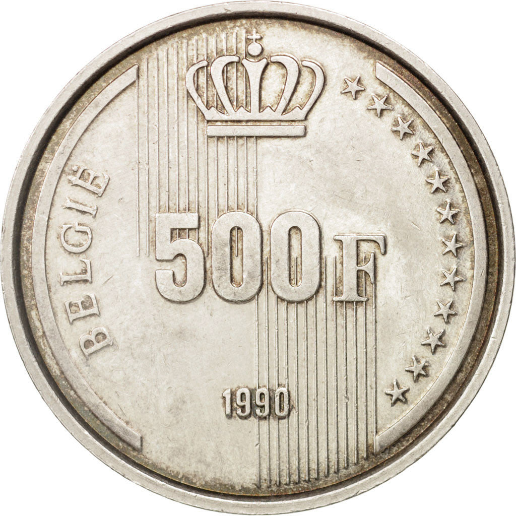 Belgium, 500 Francs, 500 Frank, 1990, EF(40-45), Silver, KM:178