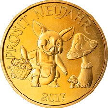 Deutschland, Medaille, Prosit Neujahr, 2017, STGL, Copper-Nickel Gilt