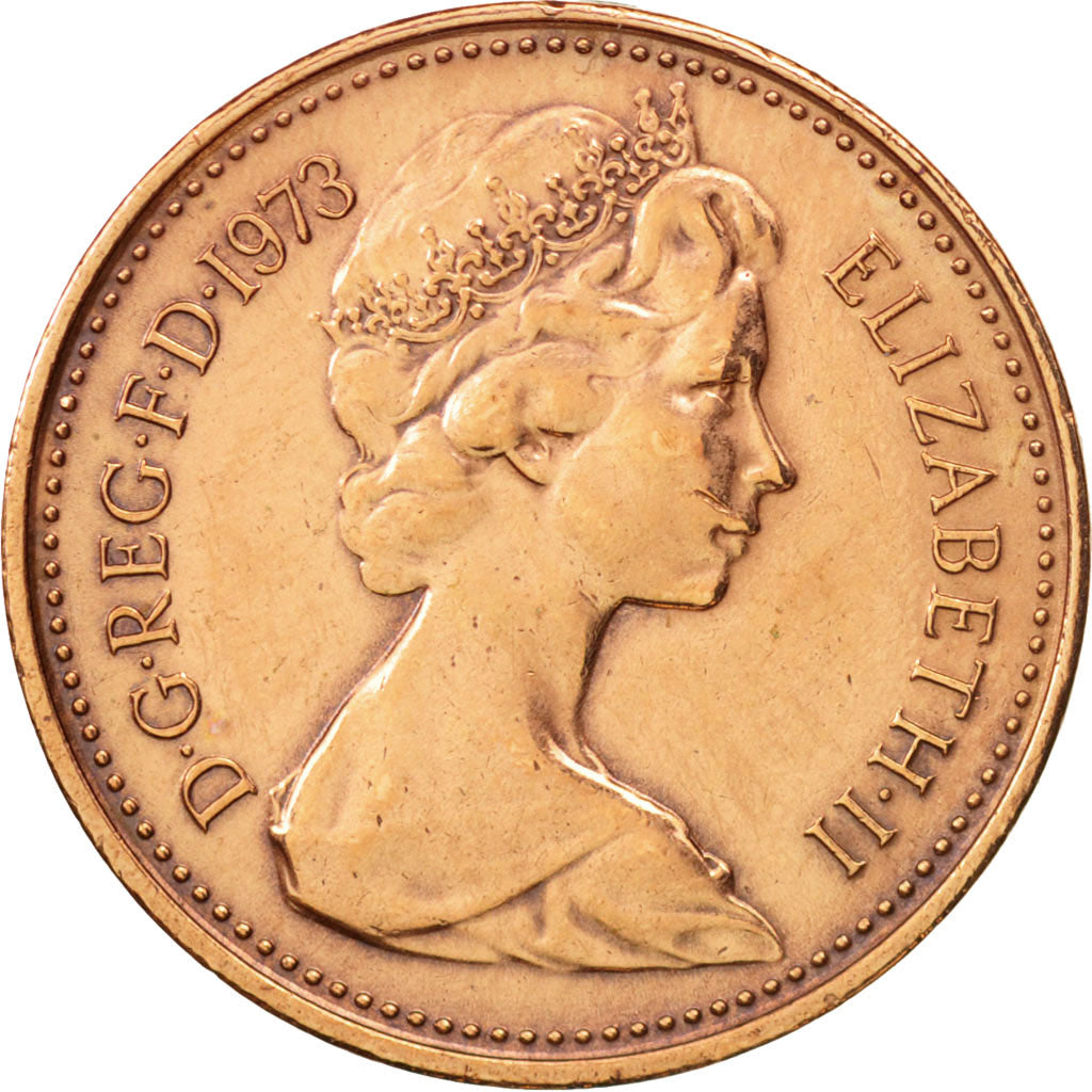 Great Britain, Elizabeth II, New Penny, 1973, AU(50-53), Bronze, KM:915