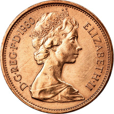 Coin, Great Britain, Elizabeth II, 2 New Pence, 1980, AU(55-58), Bronze, KM:916