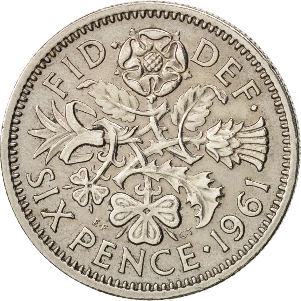 Great Britain, Elizabeth II, 6 Pence, 1961, EF(40-45), Copper-nickel, KM:903