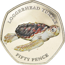 Moneta, British Indian Ocean, 50 Pence, 2019, Tortues - Tortue Caouanne, FDC
