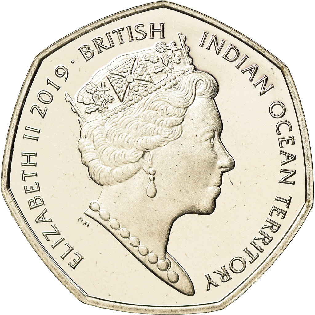 Moneta, British Indian Ocean, 50 Pence, 2019, Tortues - Tortue Caouanne, FDC