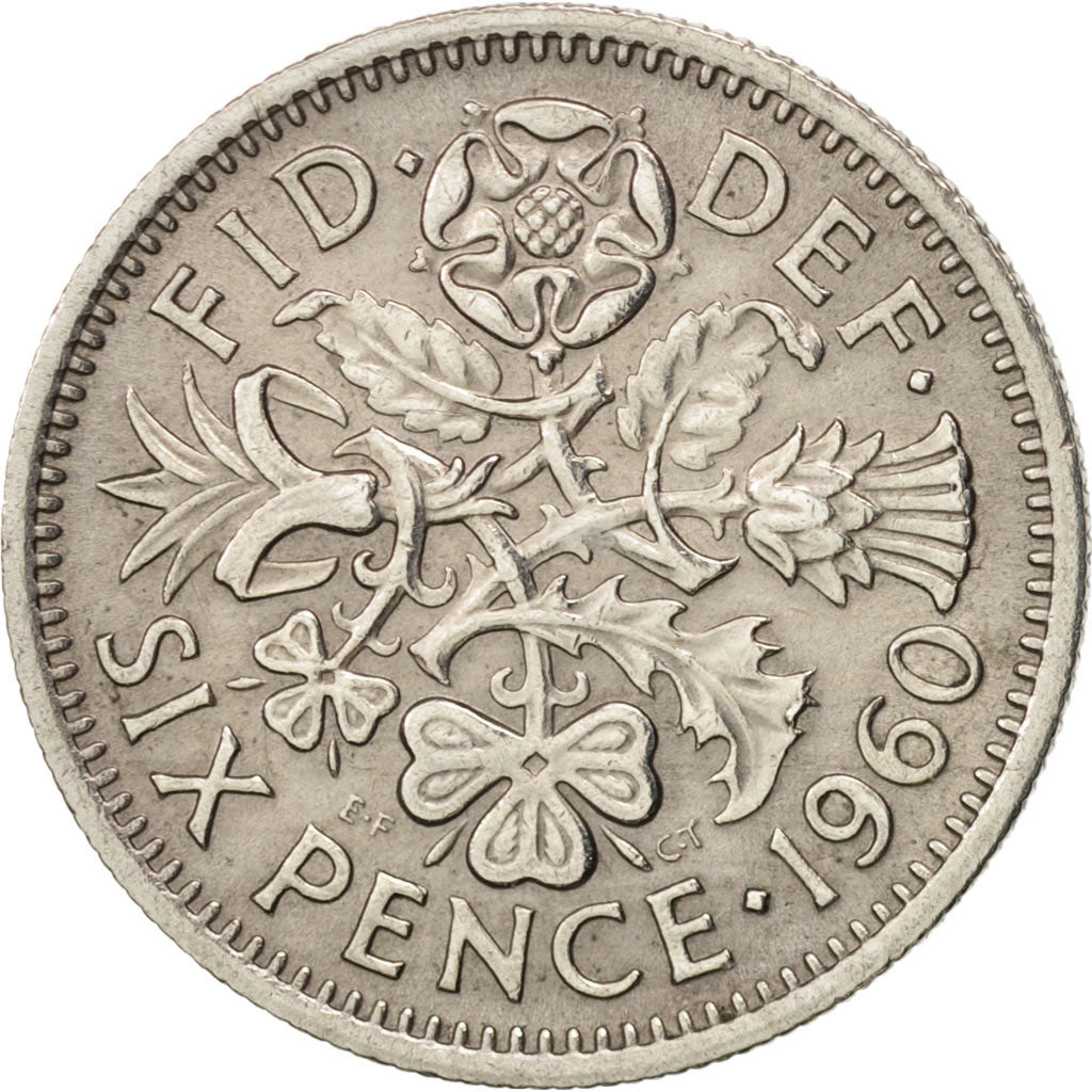 Great Britain, Elizabeth II, 6 Pence, 1960, EF(40-45), Copper-nickel, KM:903