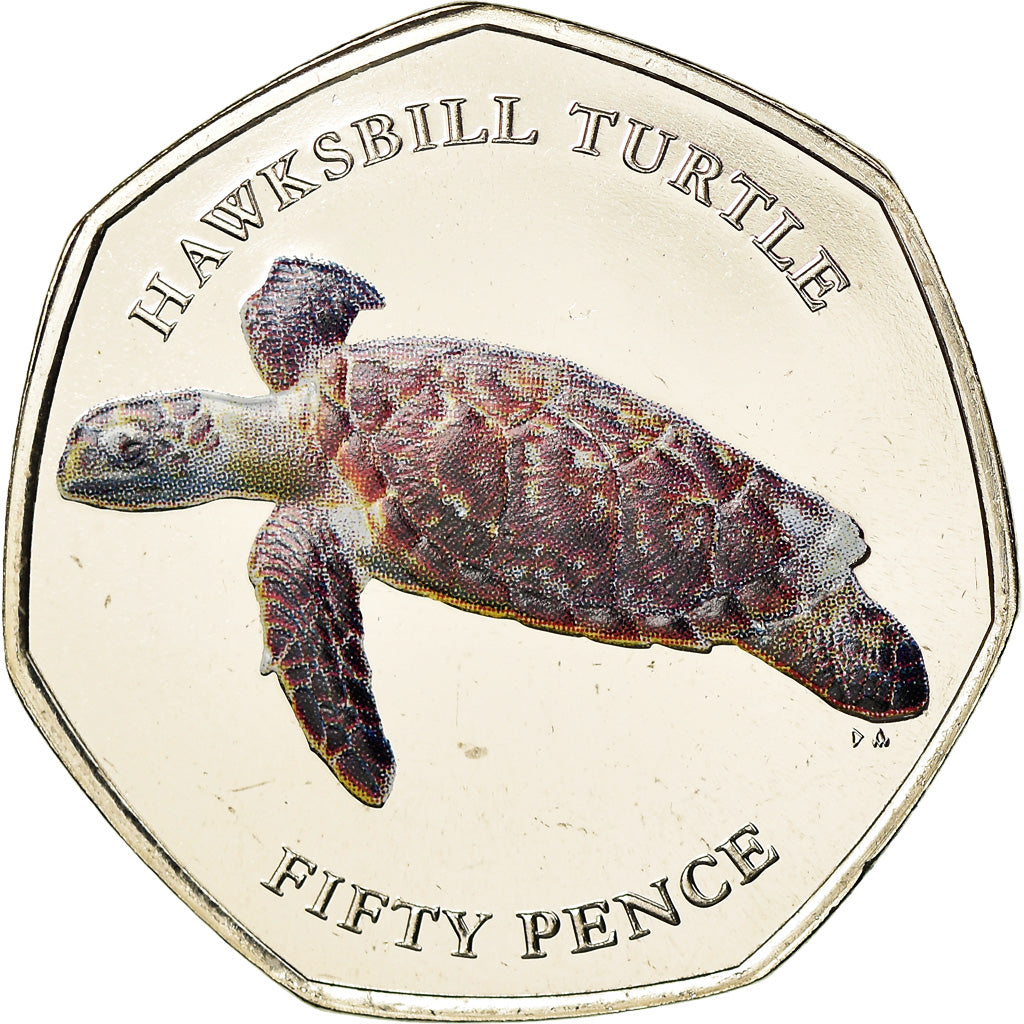 Coin, British Indian Ocean, 50 Pence, 2019, Tortues - Tortue imbriquée